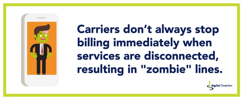 Up to 15% of an organization’s mobile services may be "zombie" lines.