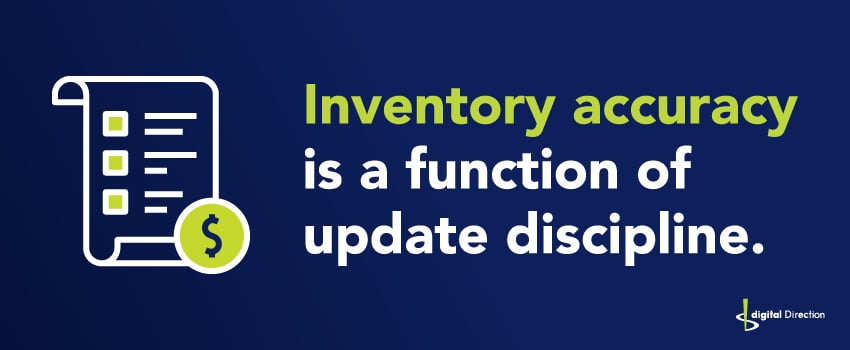 Inventory accuracy is a function of update discipline.