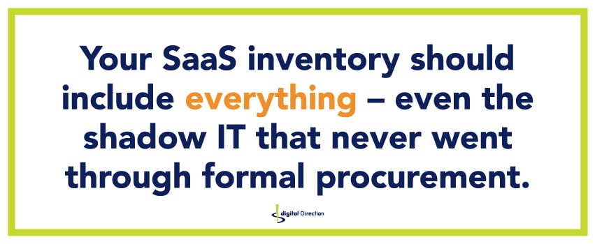 Your SaaS inventory should include everything – even the shadow IT that never went through formal procurement.