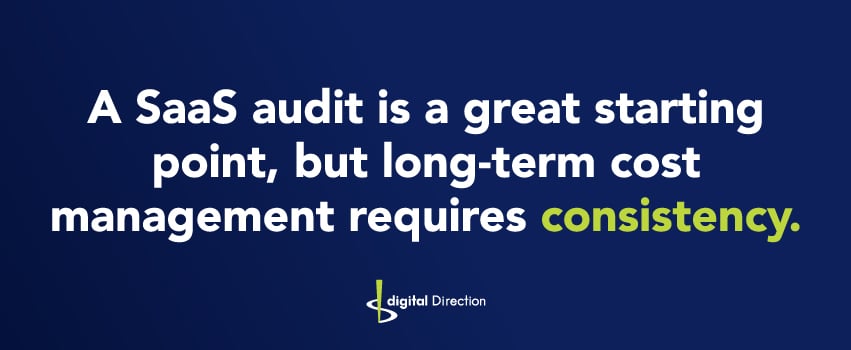 A SaaS audit is a great starting point, but long-term cost management requires consistency.