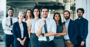 Group of professionally dressed men and women